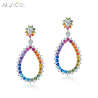 Rainbow CZ TearDrop earrings - Thumbnail 4