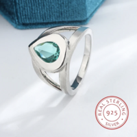 Silver Blue Pear Shaped Stone Ring  - Thumbnail 1