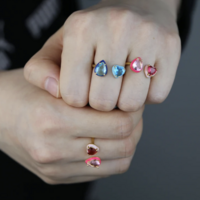 Gender Reveal Enamel and CZ adjustable ring - Thumbnail 1