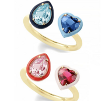 Gender Reveal Enamel and CZ adjustable ring - Thumbnail 3