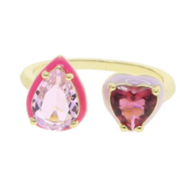 Gender Reveal Enamel and CZ adjustable ring - Thumbnail 4