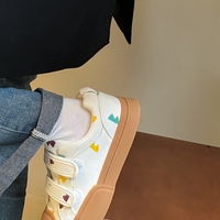 Cute Hearts Print Velcro Puff Canvas Shoes For Women - Thumbnail 1