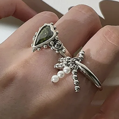 Emo punk ring set adjustable 