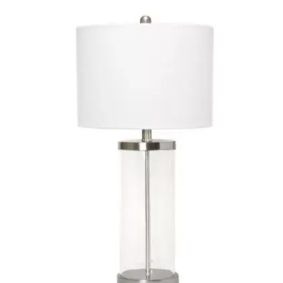 Lalia home entrapped glass table lamp with white fabric shade - lht-5009-bn - Thumbnail 2