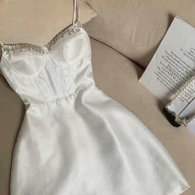 Simple ivory short homecoming dress party dresses with beading
