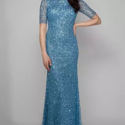 Elegant long beaded mother of the bride dresses modest tulle scoop neck floor length illusion formal wedding evening prom gowns