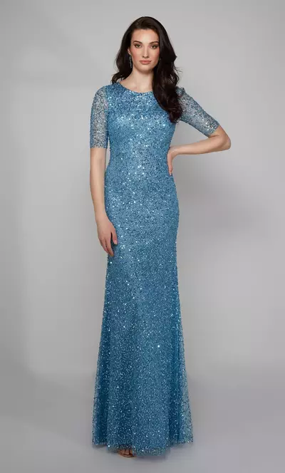 Elegant Long Beaded Mother of the Bride Dresses Modest Tulle Scoop Neck Floor Length Illusion Formal Wedding Evening Prom Gowns