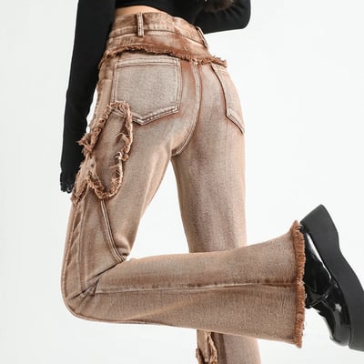 Fashion butterfly patchwork flare pants - Thumbnail 1