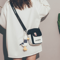 Student cell phone bag small fresh crossbody canvas bag - Thumbnail 2