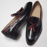 Handmade Black Leather Loafer Slipper Men's Tussles Shoes - Thumbnail 2