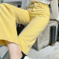 Banana Yellow High Waist Jeans - Thumbnail 1