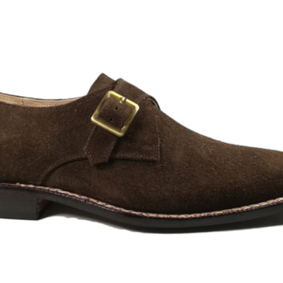 Suede brown color handmade men monk dress classic elegant designer stylish shoes - Thumbnail 1