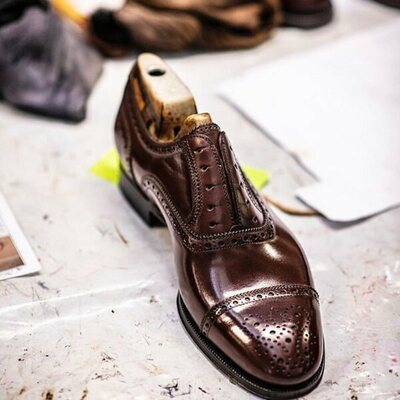 Handmade classic brown leather men dress lace up shoes - Thumbnail 1