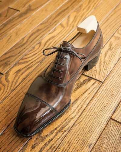 New Men Brown Leather  Cap Toe Oxford Shoes Shoes Men Dress Shoes Lace Up Formal Shoes