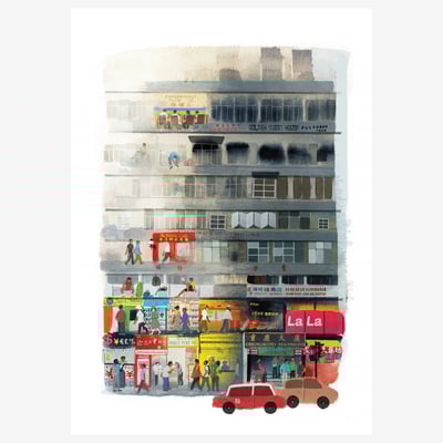 Chungking mansions in the old days giclée print (a3 or a4 size)