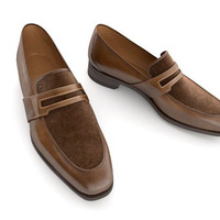 Handmade men two tone spectator shoes, Men's brown dress leather shoes - Thumbnail 1