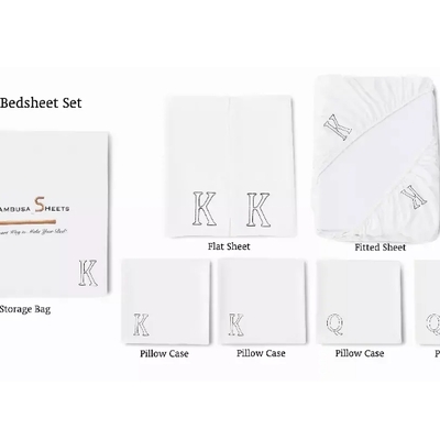White bambusa 7-piece sheet set - whiteking