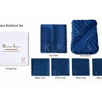 Navy Blue Bambusa 7-Piece Sheet Set - NAVYBLUEKING - Thumbnail 3