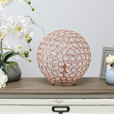 Lalia home elipse medium contemporary metal crystal round sphere glamourous orb table lamp - lht-3013-rg