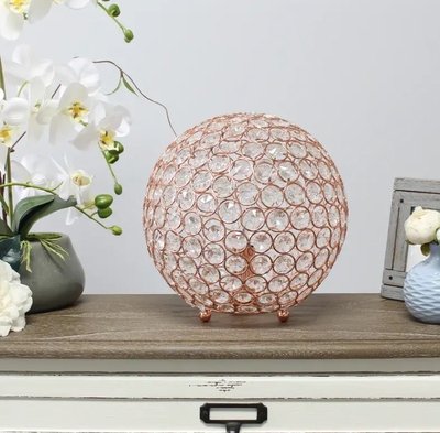 Lalia Home Elipse Medium Contemporary Metal Crystal Round Sphere Glamourous Orb Table Lamp - LHT-3013-RG