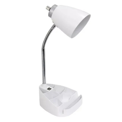 Limelights gooseneck organizer desk lamp with ipad tablet stand book holder and usb port - ld1056-wht - Thumbnail 1