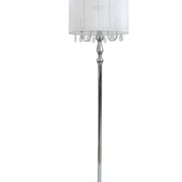 Elegant Designs Trendy Romantic Sheer Shade Floor Lamp with Hanging Crystals - LF1002-WHT - Thumbnail 1