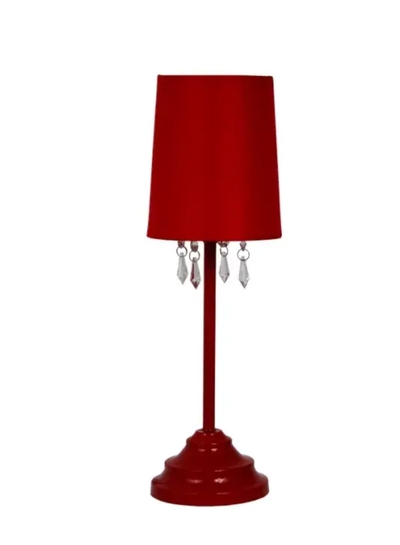Table Lamp with Fabric Shade and Hanging Acrylic Beads - LT3018-RED