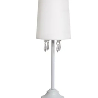 Table Lamp with Fabric Shade and Hanging Acrylic Beads - LT3018-RED - Thumbnail 1