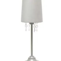 Table Lamp with Fabric Shade and Hanging Acrylic Beads - LT3018-RED - Thumbnail 2