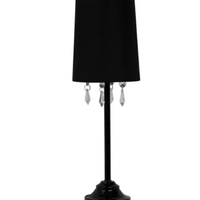Table Lamp with Fabric Shade and Hanging Acrylic Beads - LT3018-RED - Thumbnail 3