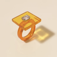 Acrylic Fashion Statement Ring - Thumbnail 2