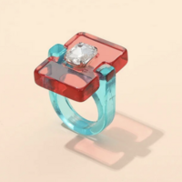Acrylic Fashion Statement Ring - Thumbnail 8