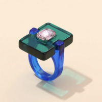 Acrylic Fashion Statement Ring - Thumbnail 9