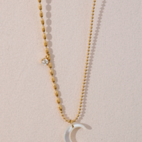 Moon Steel Necklace CZ - Thumbnail 3