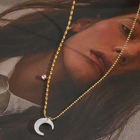 Moon Steel Necklace CZ - Thumbnail 5