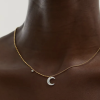 Moon Steel Necklace CZ - Thumbnail 7