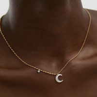 Moon Steel Necklace CZ - Thumbnail 9