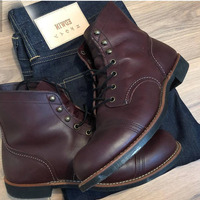 Men's Ankle Boot, Men's Cordovan Cap Toe Leather Lace Up Casual Boot - Thumbnail 1