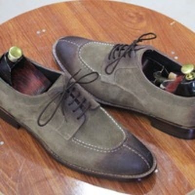  men's gray fashion lace up leather handmade formal shoes