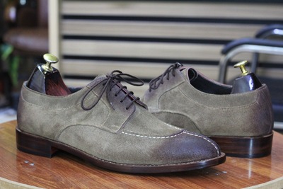  Men's Gray Fashion Lace Up Leather Handmade Formal Shoes