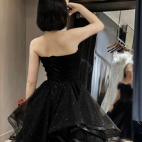 Stunning Luxurious French Princess Off Shoulder Push-up Bustier Shiny Dots Lace Ruffle Layered Gown Evening Dress - Thumbnail 3