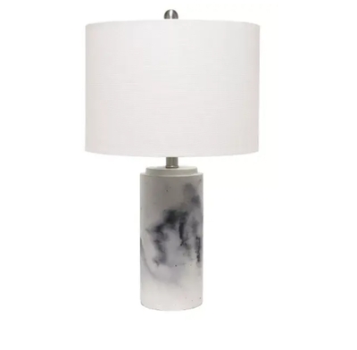 Lalia Home Marbleized Table Lamp with White Fabric Shade - LHT-5012-WH