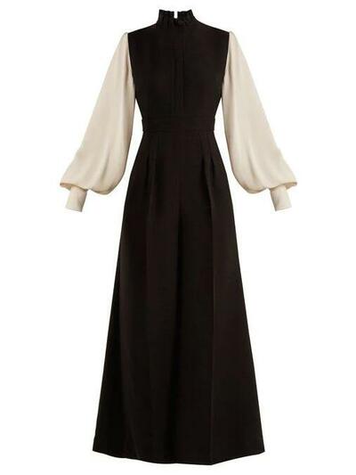 A Line Long Sleeves Black Prom Dresses, Formal Dresses