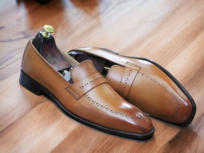 Handmade Brown Leather Penny Men's Loafer Fashion Shoes