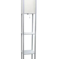 Lalia Home Column Shelf Floor Lamp with Linen Shade - LHF-3004-WH - Thumbnail 3