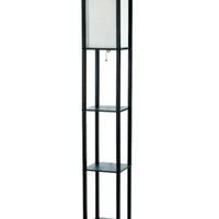 Lalia Home Column Shelf Floor Lamp with Linen Shade - LHF-3004-WH - Thumbnail 4