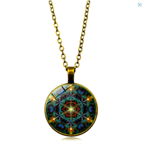 Stunning Star Light Ancient Buddhist Mandala Handmade Art Print Necklace Artistic Jewelry Ootdstyle  Amazing - Thumbnail 1