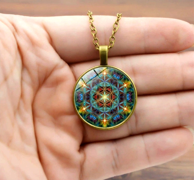 Stunning Star Light Ancient Buddhist Mandala Handmade Art Print Necklace Artistic Jewelry Ootdstyle  Amazing
