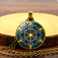 Stunning Star Light Ancient Buddhist Mandala Handmade Art Print Necklace Artistic Jewelry Ootdstyle  Amazing - Thumbnail 2