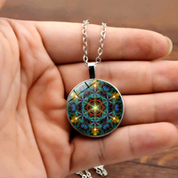 Stunning Star Light Ancient Buddhist Mandala Handmade Art Print Necklace Artistic Jewelry Ootdstyle  Amazing - Thumbnail 3